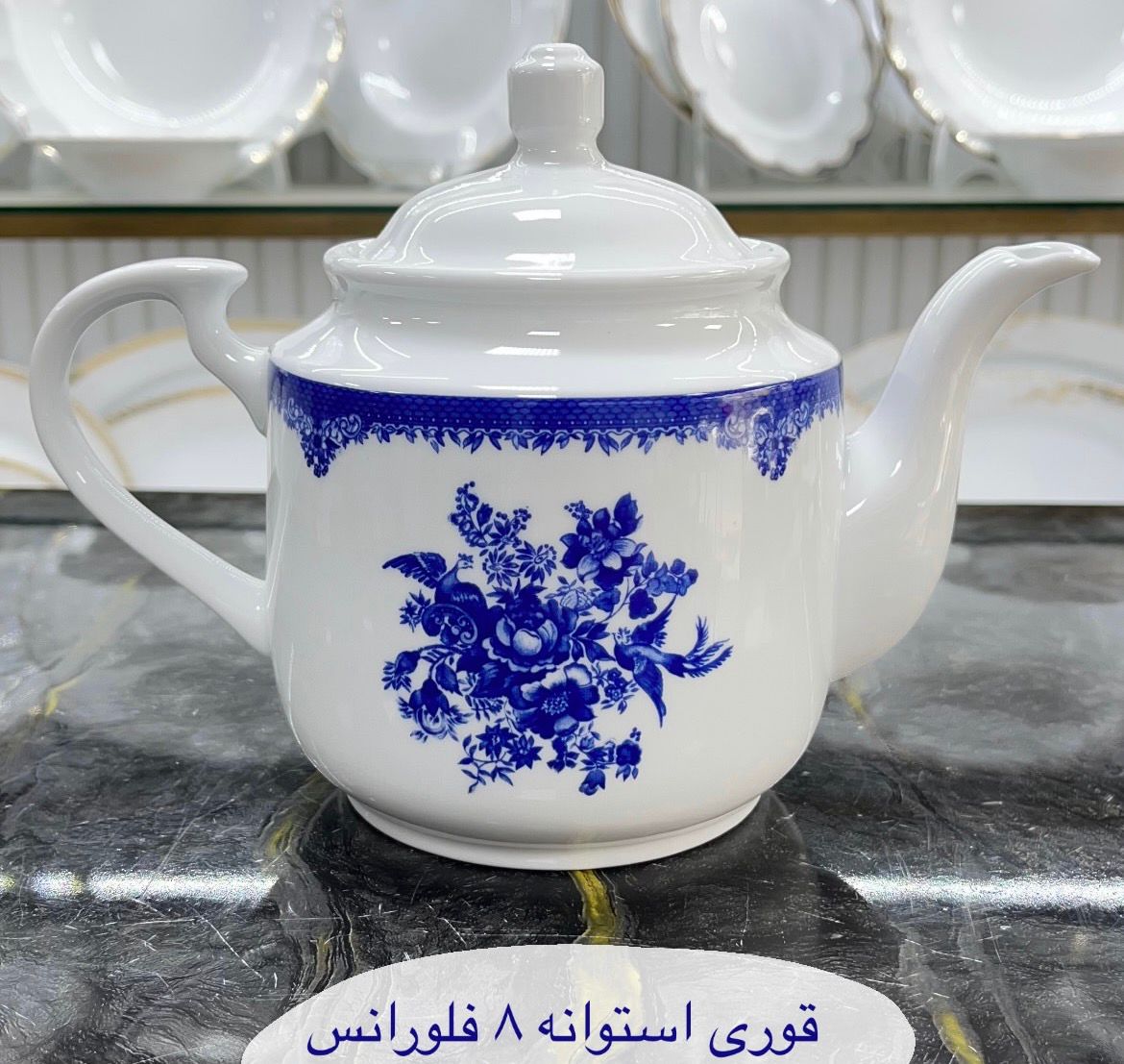قوری 8 استوانه فلوانس سرمه ای چینی زرین